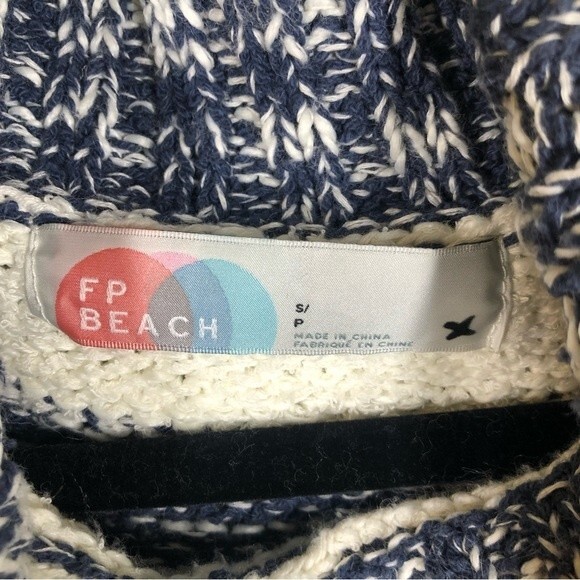 Free People Beach Toe in The Sand Blue Stripe Sweater Dress Cowel Neck Small - Picture 4 of 9